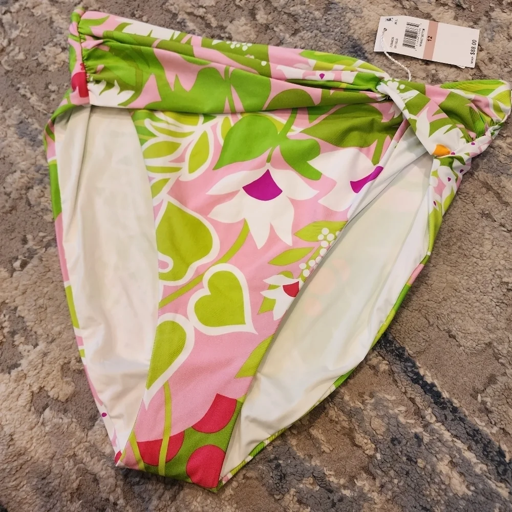 NWT Trina‎ Turk Bikini Set La Palma Highwaist Bottoms Off Shoulder Top Size 12